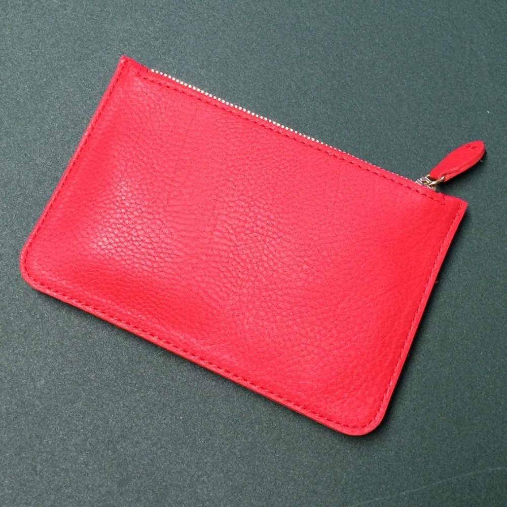 New Loft Red Pebbled Zippered Clutch